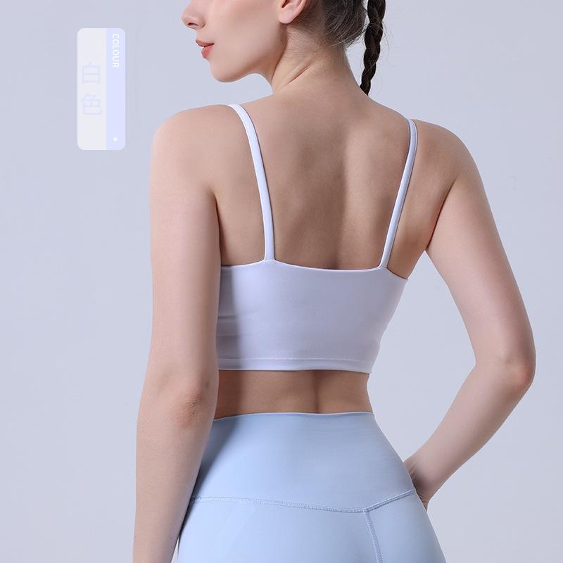 

Весенне-летнее нюдовое спортивное бра с U-образной спинкой и тонкими бретелями для женщин - Сексуальная майка для йоги XL белый