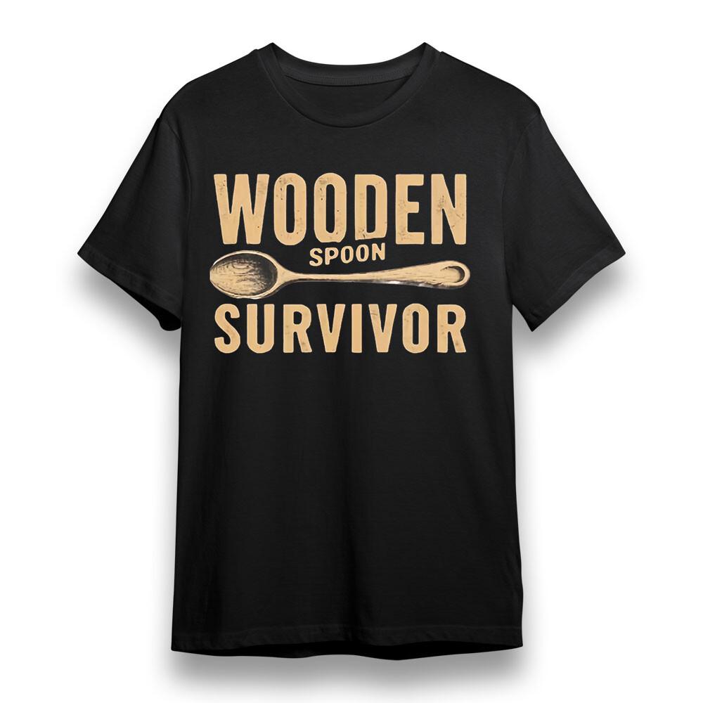 

Women s T-shirt With Wooden Spoon Survivor Graphic 100% Cotton Oversize Tee USA 4XL