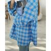 Fashion Style Loose Plaid Retro Lapels Casual Shirt Loose Plaid Long Sleeved Shirt