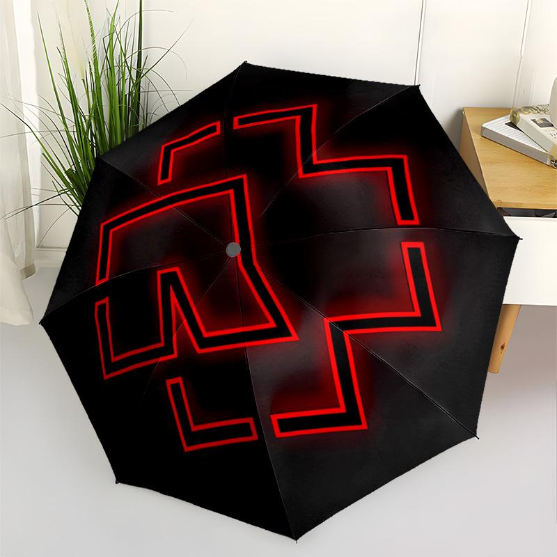 Black Rose Symbol Compact Travel Automatic Umbrella with 8-Rib Sturdy Construction Perfect for Outdoor Adventures Fashionable Accessory