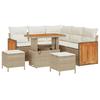 Ensemble de canapé de jardin 8 pièces avec coussins beige en poly rotin acacia, Canapé de jardin 2 places avec coussins 3363306