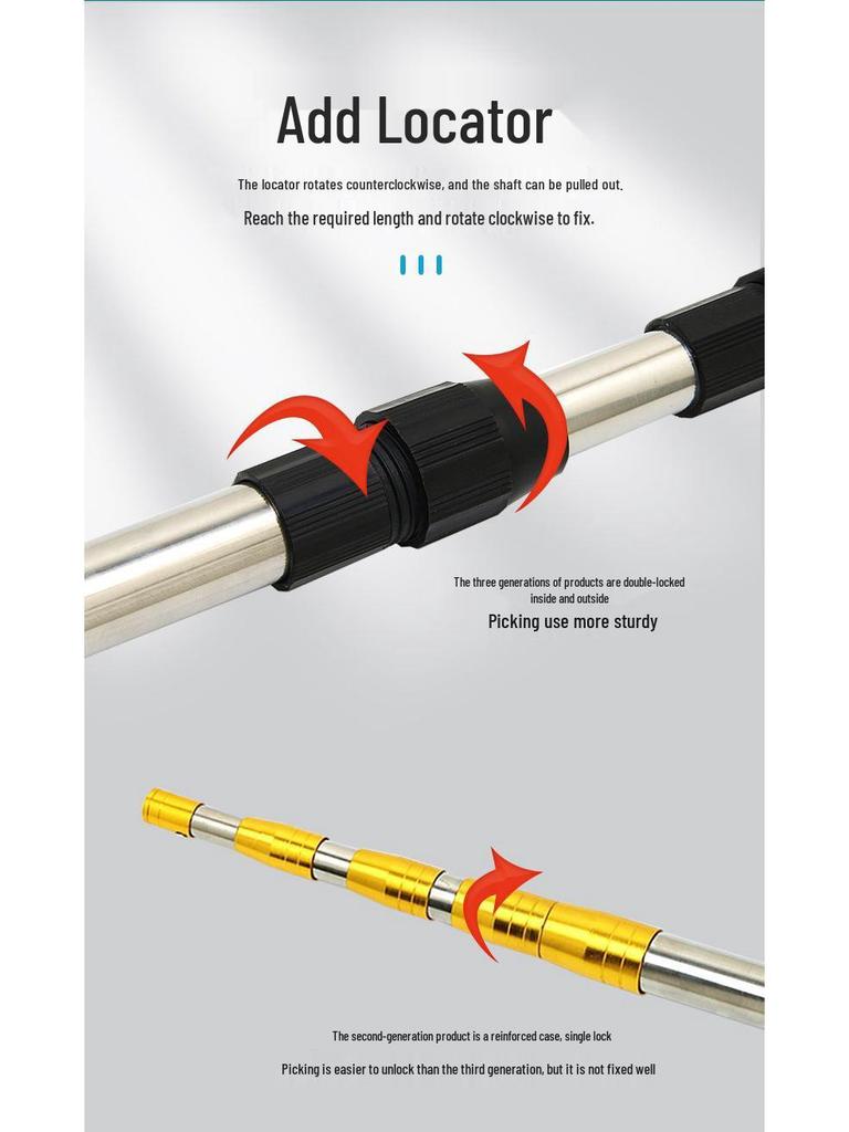 Telescopic Stainless Steel Fruit Picking Pole, Retractable & Super Hard for High-Altitude Toona Sinensis Harvesting