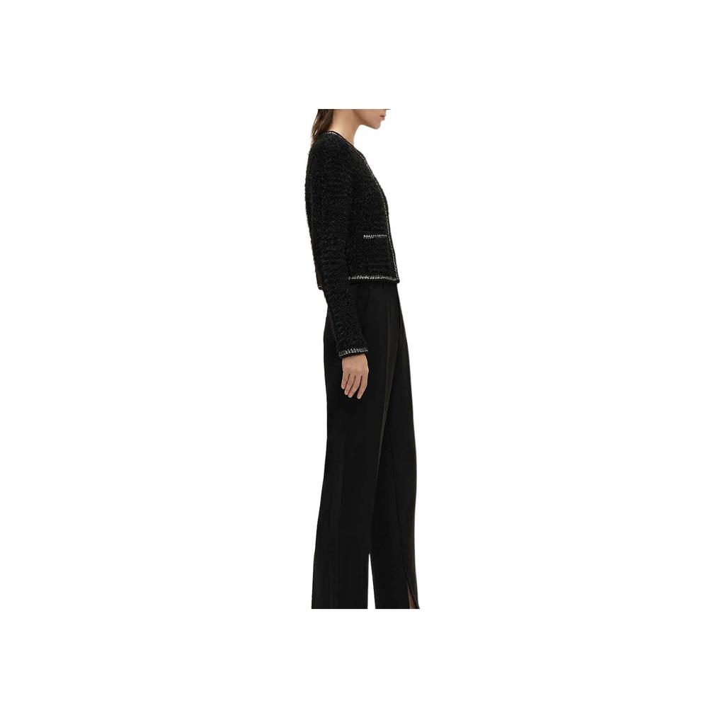 Karl Lagerfeld French Elegant Daily Commuting Dating Outfit Light Luxury Solid Color Low Round Neck Long Sleeve Coat Sweater Women Outerwear 241L2042