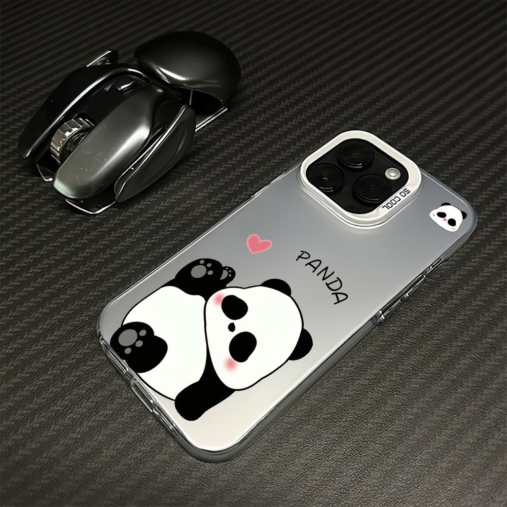 Cute Panda phone case suitable for iPhone 16, 15, 14, 13, 12, 11 Pro/Max/Plus shockproof back cover and anti drop