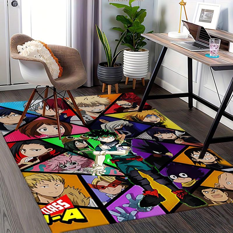 1pc My Hero Academia Class 1-A Characters Anime Chair Mat - Office Desk Protector, Non-Slip Carpet for Home Decor, Gaming Room, Seasonal Gift.Y004