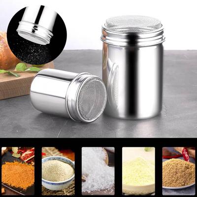 Kitchen Cooking Small Tools Stainless Steel Fine Mesh Seasoning Bottle With Lid For Cocoa Flour Chocolate Coffee Kitchen Gadgets