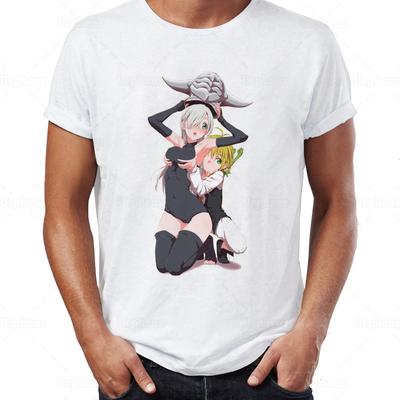Manga The Seven Deadly Sins Tshirt Meliodas and Elizabeth Goat Lust Team Sins Greed Ban Slim Fit Top