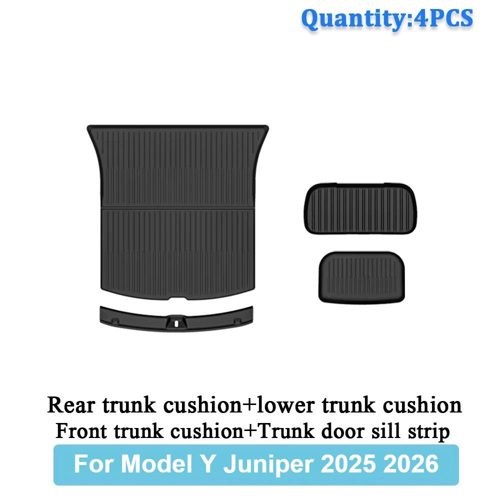 TPE Car Integrated Trunk Liners For Tesla Model Y Juniper 2025 2026 Double Layerd Mats Trunk Door Sill Guard Plate Backrest Mats