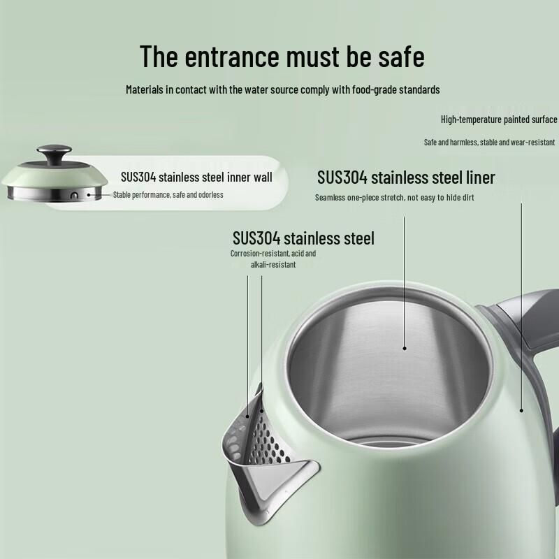 BeiDing K740C 304 Stainless Steel Temperature Control Electric Kettle CN plug (adapter included)