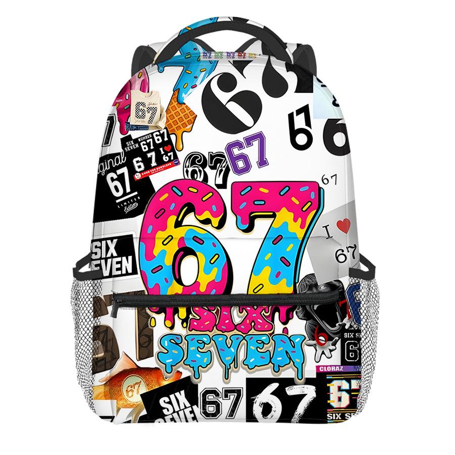 Hip Hop Kpop Νεανικές Σχολικές Τσάντες Unisex 67 έξι επτά Τσάντες Ταξιδιού 3D Εκτύπωση Oxford Αδιάβροχες Σακίδια Πλάτης για Σημειωματάρια