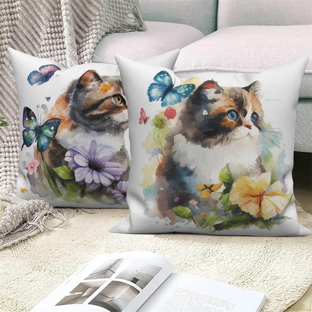 Pig Cat Panda Rabbit Print Decorative Pillowcase  Sofa Car Living Room  Animal Cushion Cover