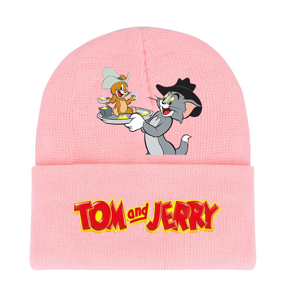 Jerry And Tom Cartoon Print Knitted Hat Hip Hop Cap Outdoor Fashion Gift Unisex