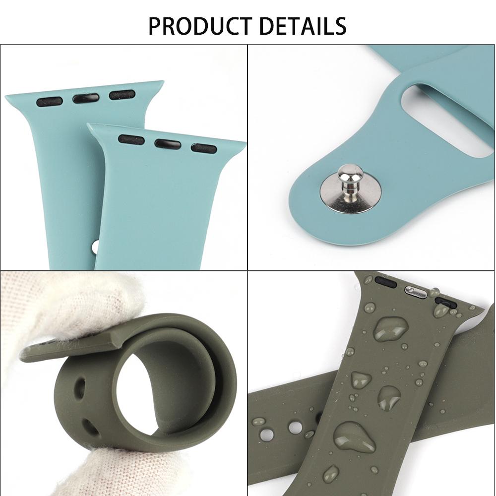 Silicone Watch Band 44mm 40mm 38mm 42mm Sport Loop Bracelet Waterproof Watchband iWatch Series 6 SE 5 4 3