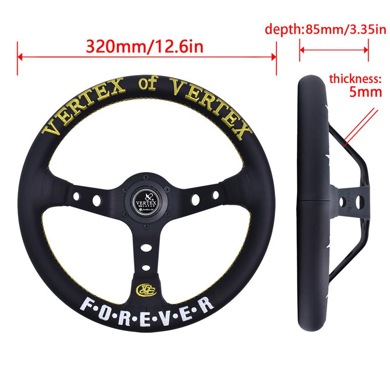 Vertex 320MM Star Embroidery Sports Steering Wheel Golden Wiring Universal Modified Steering Wheel with Forever