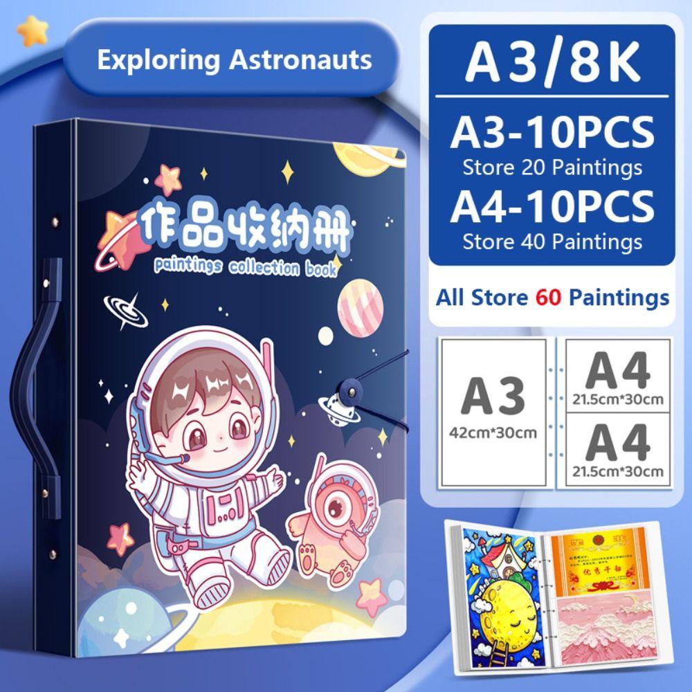 Loose-leaf File Folder Astronaut/Girl Picture Album Drawing Paper Organizer Student Gift