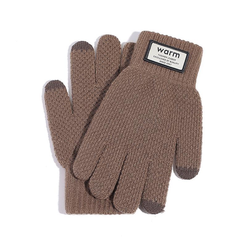 Winter Men's Winter Cycling Cold-proof Student Knitted Warm Men's and Women's Wool Gloves Touch Screen Autumn and Winter Plus Velvet and Thickening