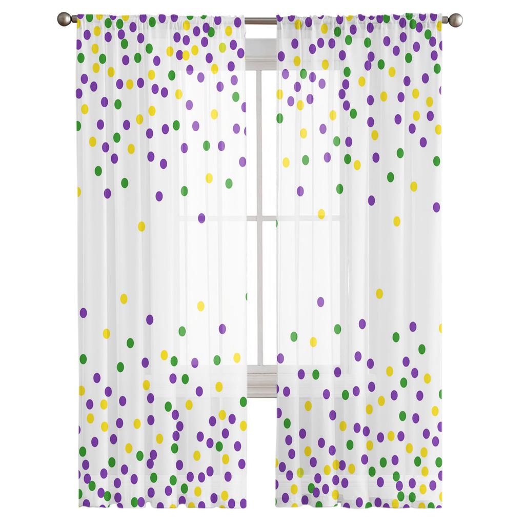 Geometric Circle Tulle Curtains For Living Room Sheer Curtain Bedroom Voile Decorative Window Treatments