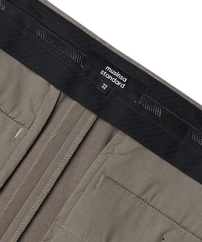 Musinsa Standard Heavyweight Fleece-Lined Wide Hidden Elastic Waist Slacks [Dusty Beige]