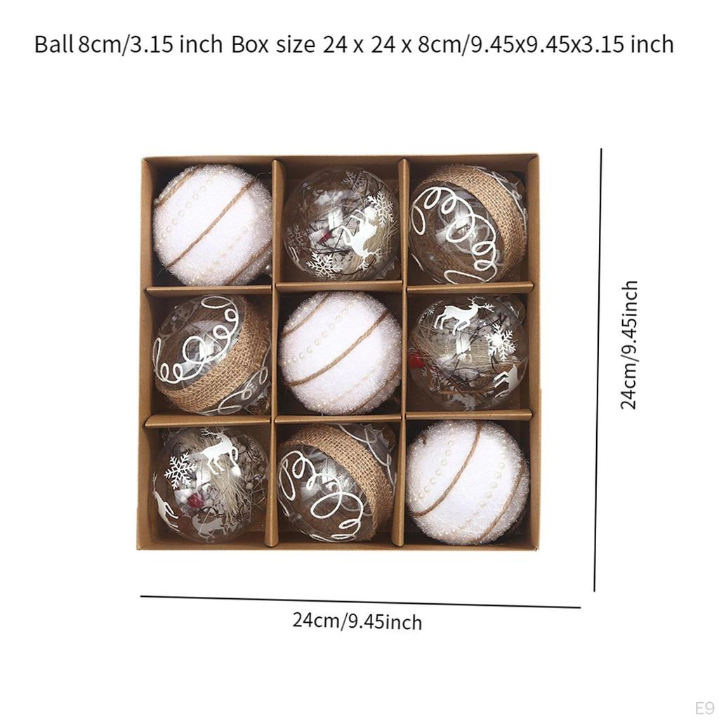 9 ks Vánoční koule Ozdoby Dekorace na stromeček na zavěšení 8 cm Svátek s poutkem