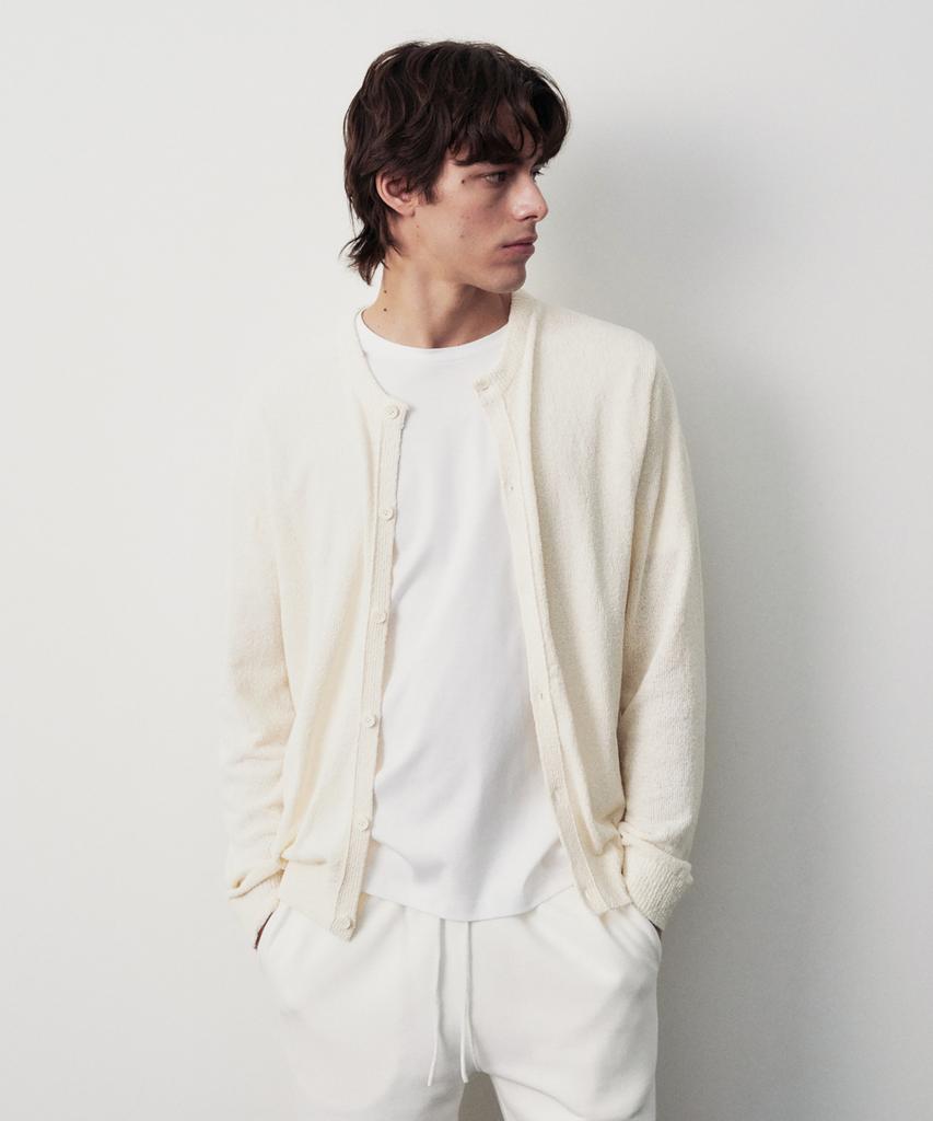 Jeilium Vamon Summer Boucle Round Neck Cardigan Ivory