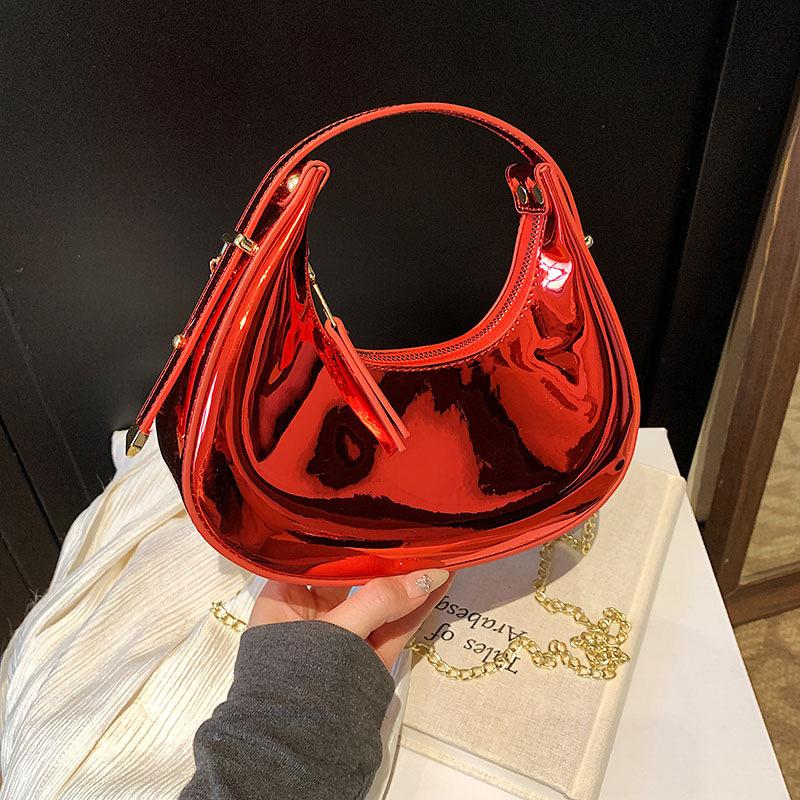 Women's bag 2025 new Mori fashion candy color niche hand bag ins single shoulder glossy dumpling bag tide