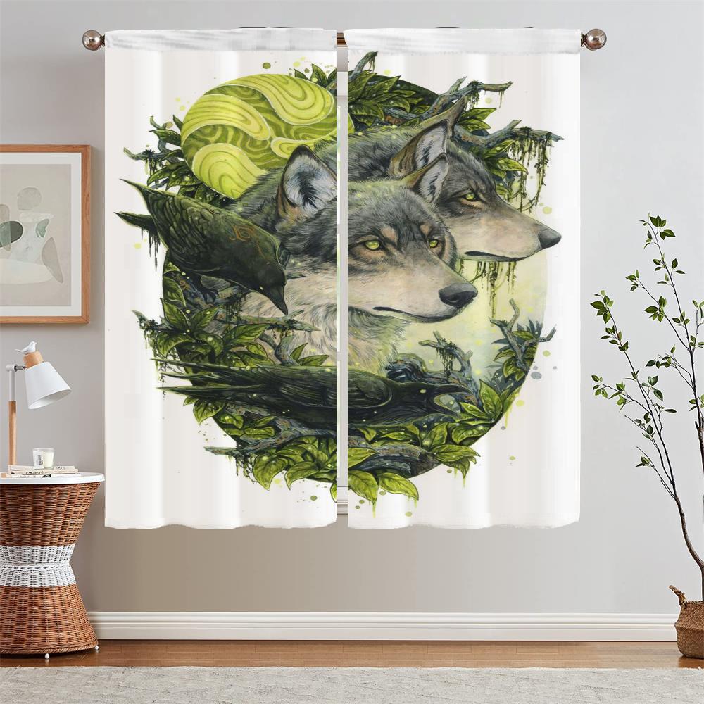 

Мифические существа Современные шторы для гостиной для камеры Плотные шторы Плотные тканевые подхваты для штор Украшение спальни W50xH70cmx2pcs-CL