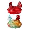 Plat à bonbons en verre cristal forme poulet, Bol à bonbons rétro avec couvercle, Assiette à dessert Bol à snacks Ornement pour décorations de maison