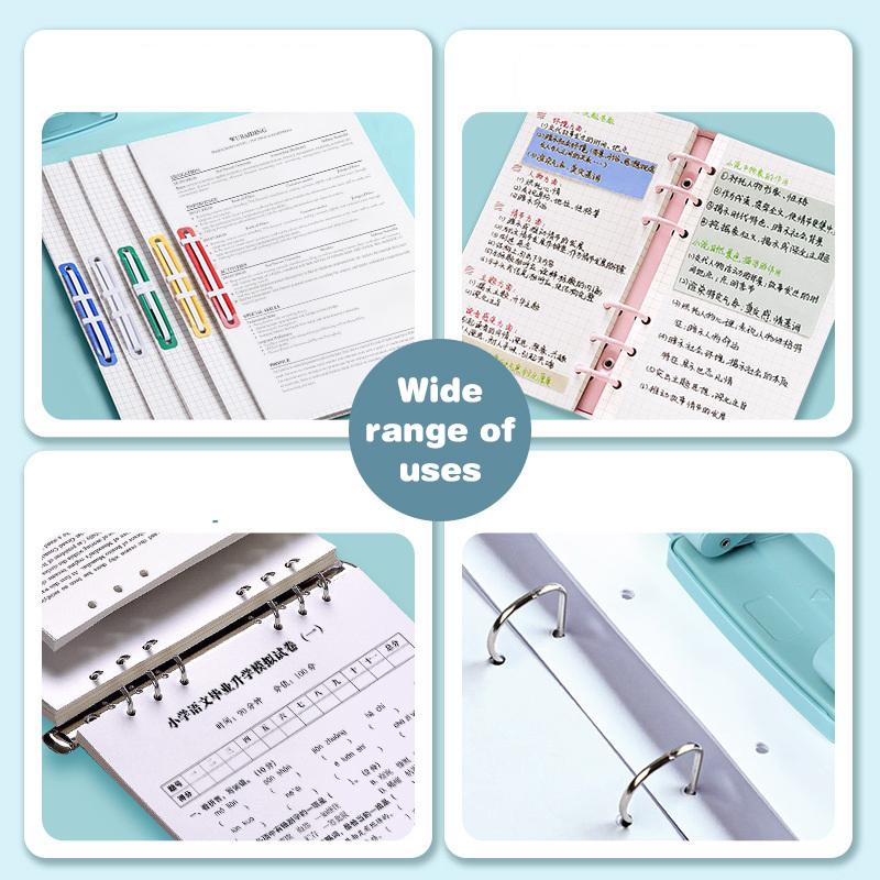 Mini 2-Hole Punching Machine Diy Hole Punching Detection Book Page Stitcher Office Stationery Macaron Color