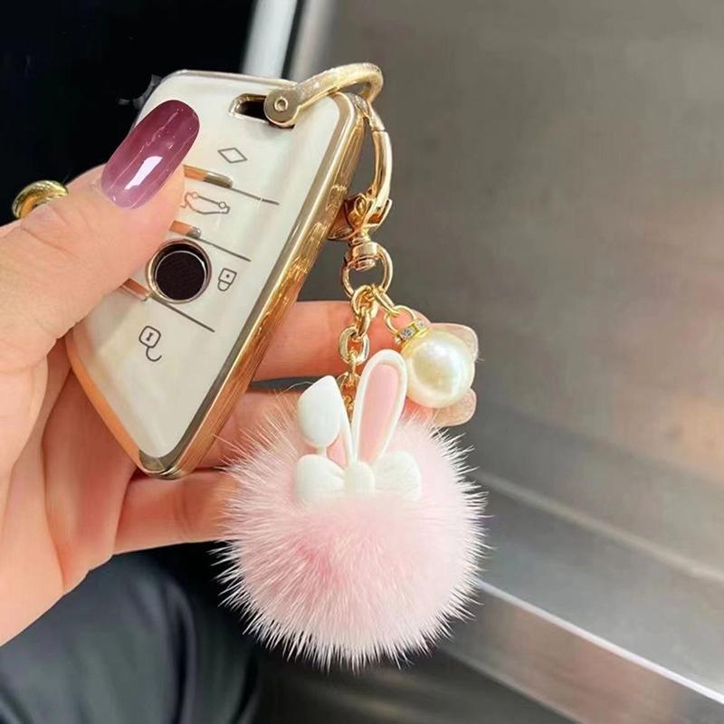 1 piece of smooth touch butterfly bow rabbit ear decoration daily necessities plush keychain accessory