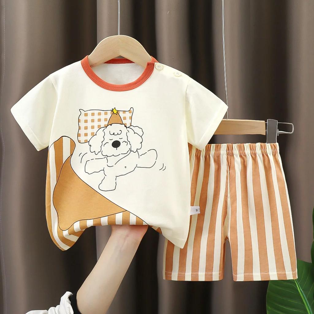 T-Shirts Bequeme Shorts Polyester Lässig Tägliche Kleidung Für Mädchen Set Baby Sommer Outfits Cartoon Jungen Kurzarm