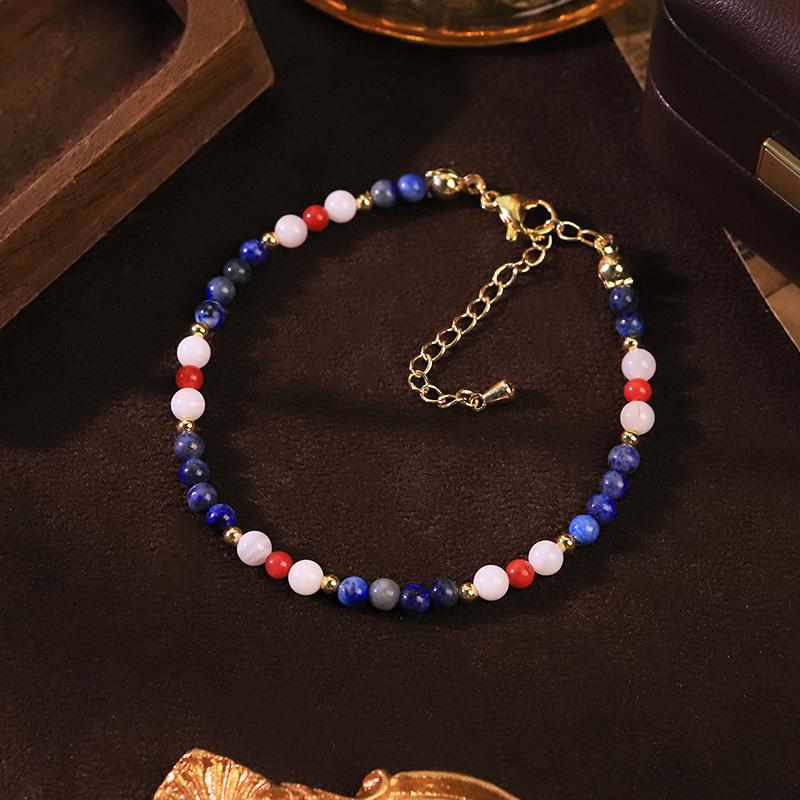 Natural Freshwater Pearl Lapis Lazuli Coral Shell Beaded Bracelet for Women Daily Party Dainty Pearl Bracelet Bohemian Jewelry