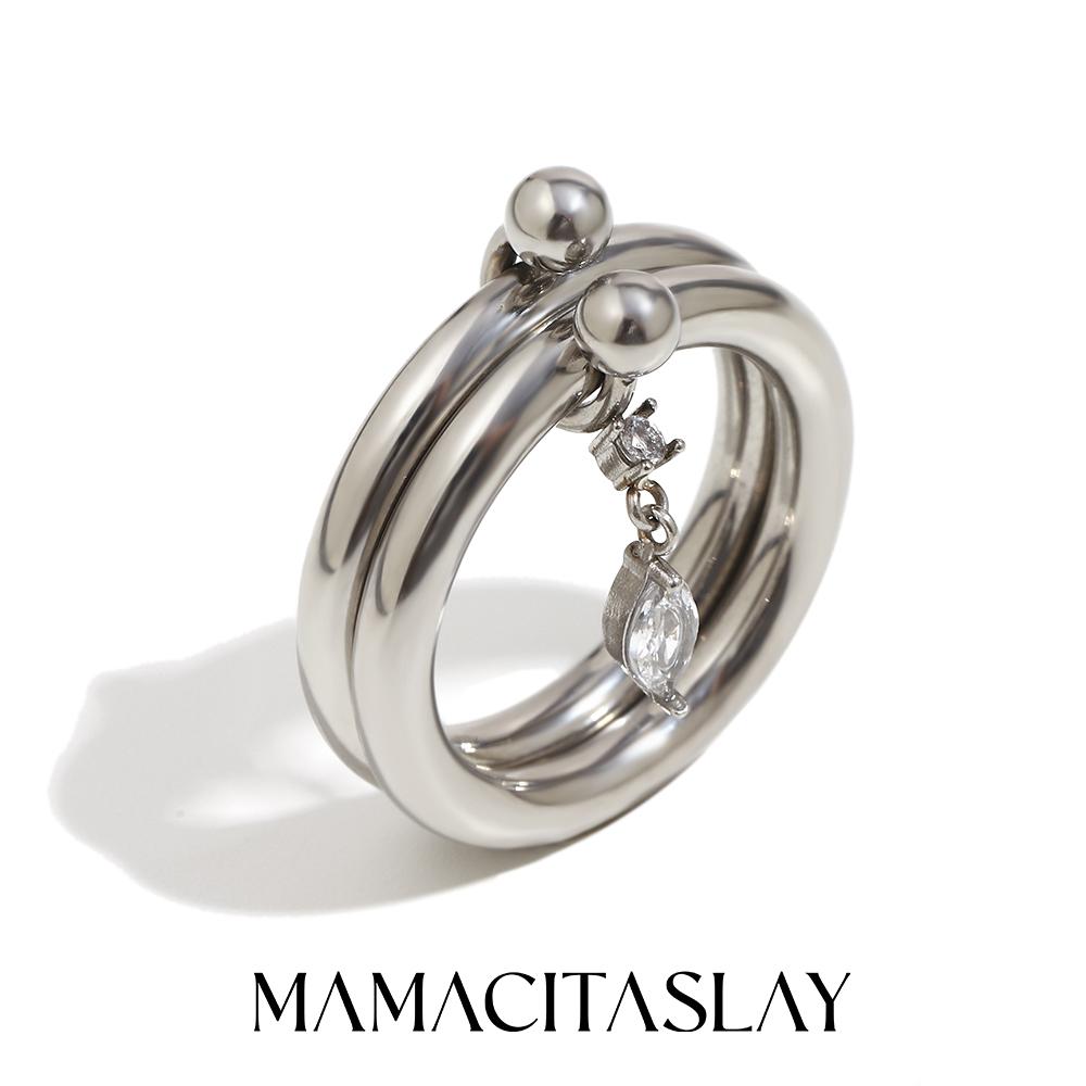 MamacitaSlay 316L Stainless Steel Double Layered Zircon Ring 18K Gold Plated Waterproof Jewelry Women's Charm Ring Unique Gift