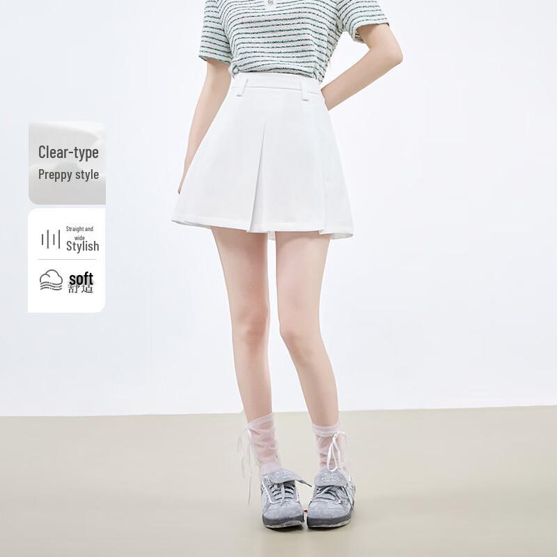Women s A-Line Pleated High-Waist Skirt Pants M