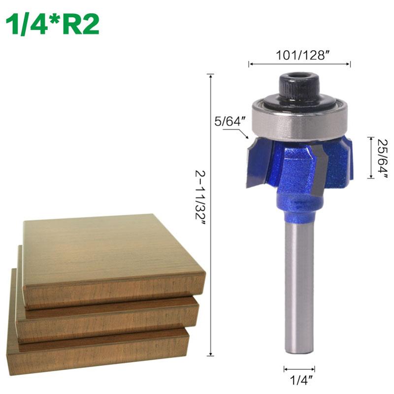 1/3PC 6mm 1/4inch Shank Woodworking Milling Cutter R1mm R2mm R3mm Trimming Knife Edge Trimmer 4 Teeth Wood Router Bit