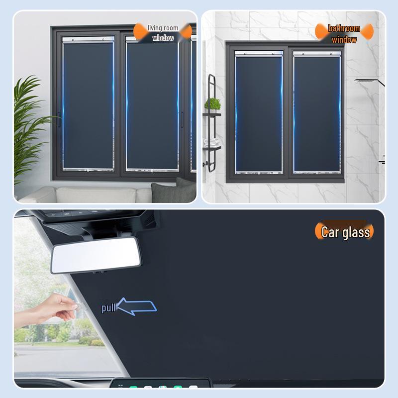 Punch-Free Blackout Sunshade Curtain for Car, Kitchen, Balcony, Office - Sun Protection and Insulation