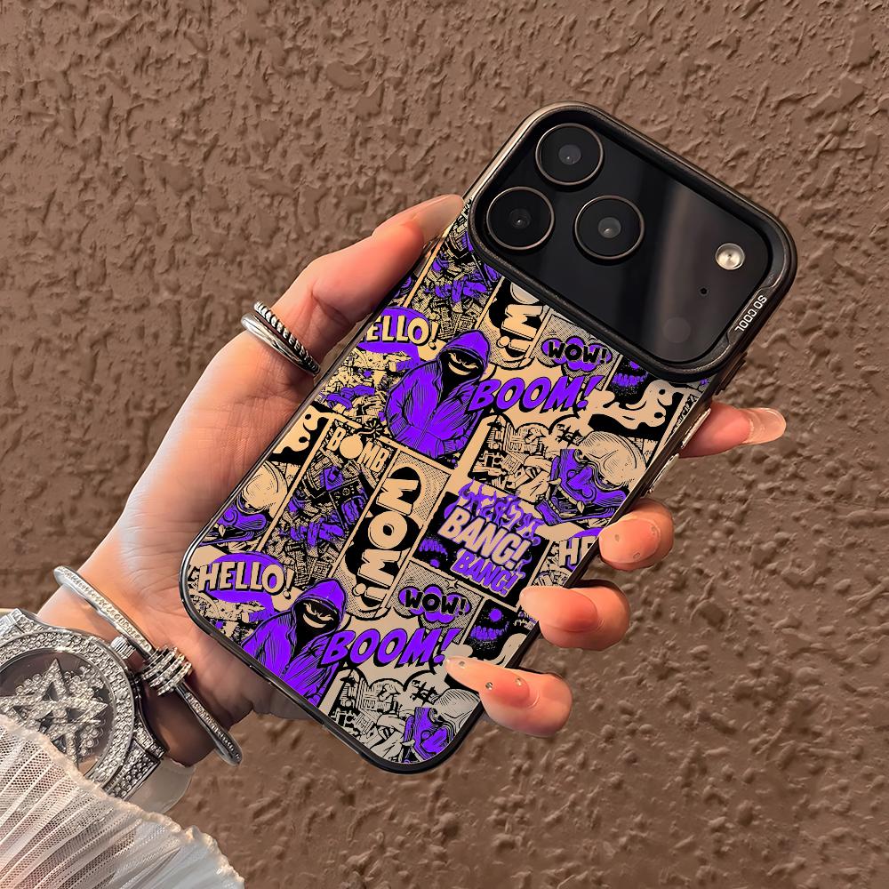 Fashion Cartoon Graffiti Phone Case For iPhone 17 16 15 14 13 12 11 Pro Max Air Matte Laser Aurora Shockproof Funda