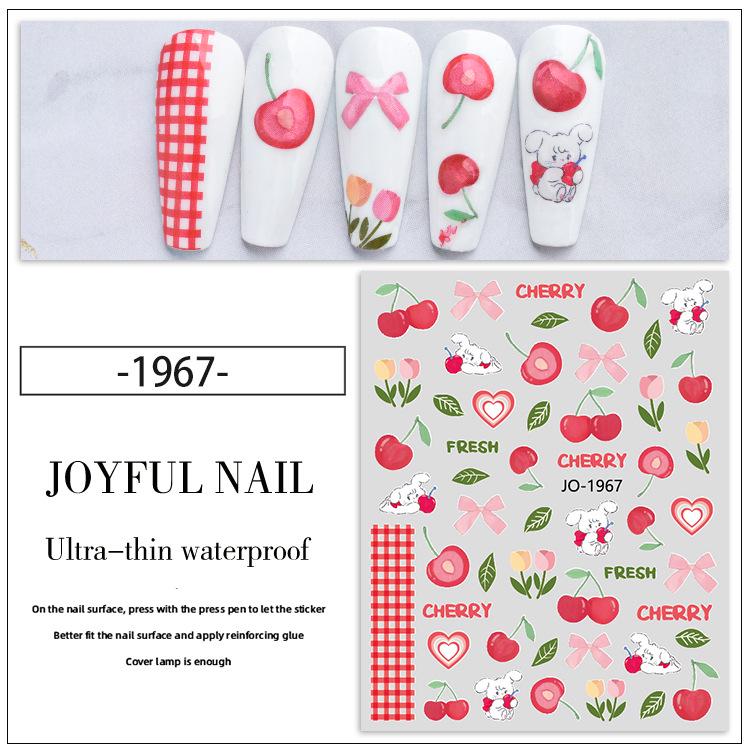 Fruit Pattern 3D Self-Adhesive Nail Stickers: Lemon, Strawberry, Peach Designs