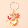 Fashion Autumn Maple Leaf Keychain Women Girls Corn Pumpkin Key Ring Pendants for Handbag Decor DIY Key Chain Jewelry Gifts