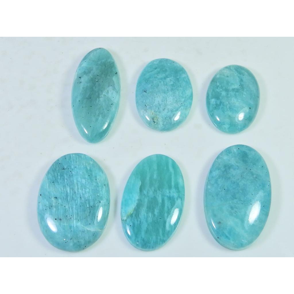122Cts. Natural Amazonite Oval Shape Cabochon Loose Gemstone 06Pcs Lot C-1845