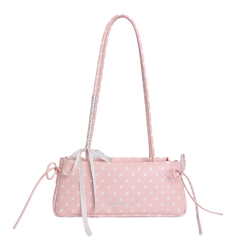 Fashionable Polka Dots PU Leather Sweet Girls Underarm Bag Women's New Fashion All-match Commuter Shoulder Bag Female Daily Use