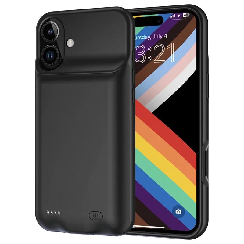 

A29 For iPhone 17 Battery Case Soft TPU Edge 6000mAh Rechargeable Protective Back Cover чёрный