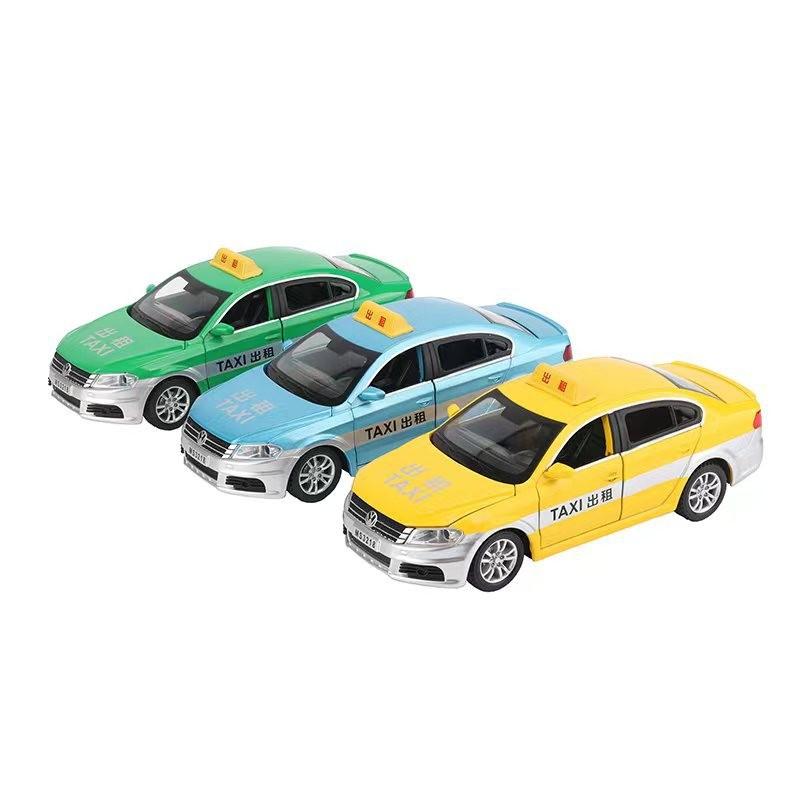 Car Alloy Taxi Model 132 Scale Light Sound Effects Children Play Gifts Festival