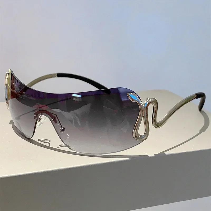 

Women s Luxury Sunglasses Vintage Gradient Y2K Style Sun Glasses Men Rimless Pilot Goggles Uv400 Unisex Glasses for Spicy Girls