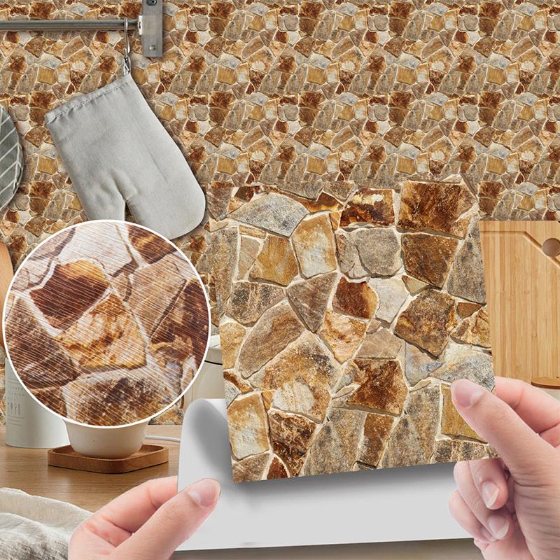 20Pcs Waterproof Wall Stickers Imitation Wood Grain Tile Floor Wall Sticker Self Adhesive Living Room Bathroom Home Decor