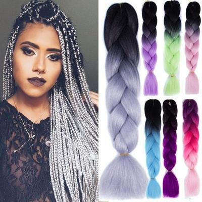 Ombre Braiding Hair Extensions 24inch 115g Synthetic Jumbo Braids Hair Fiber Pink Purple Blue Green