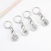 Set of 4 Shopping Trolley Coin Key Holder Shopping Coin Keyrings Carts Tokens Keyring Stainless Steel Texture for Daily