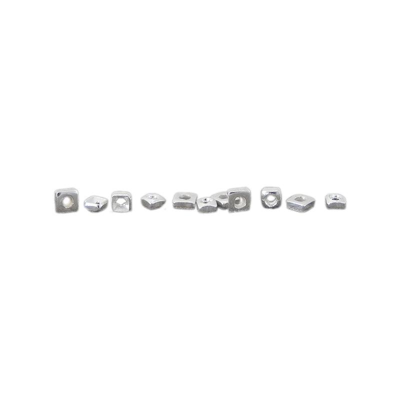 925 Sterling Silver Crushed Square Spacer Beads Women's DIY Bracelet Accessory.