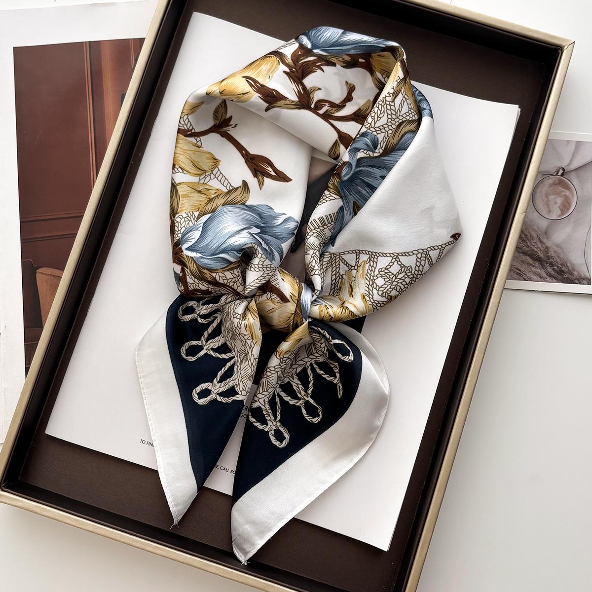 

Роскошный шелковый квадратный шарф для женщин с принтом, платок, мягкая атласная повязка для волос, ленты для рук/сумки, фуляр, головной хиджаб, шейный платок, повязка на голову 70x70cm