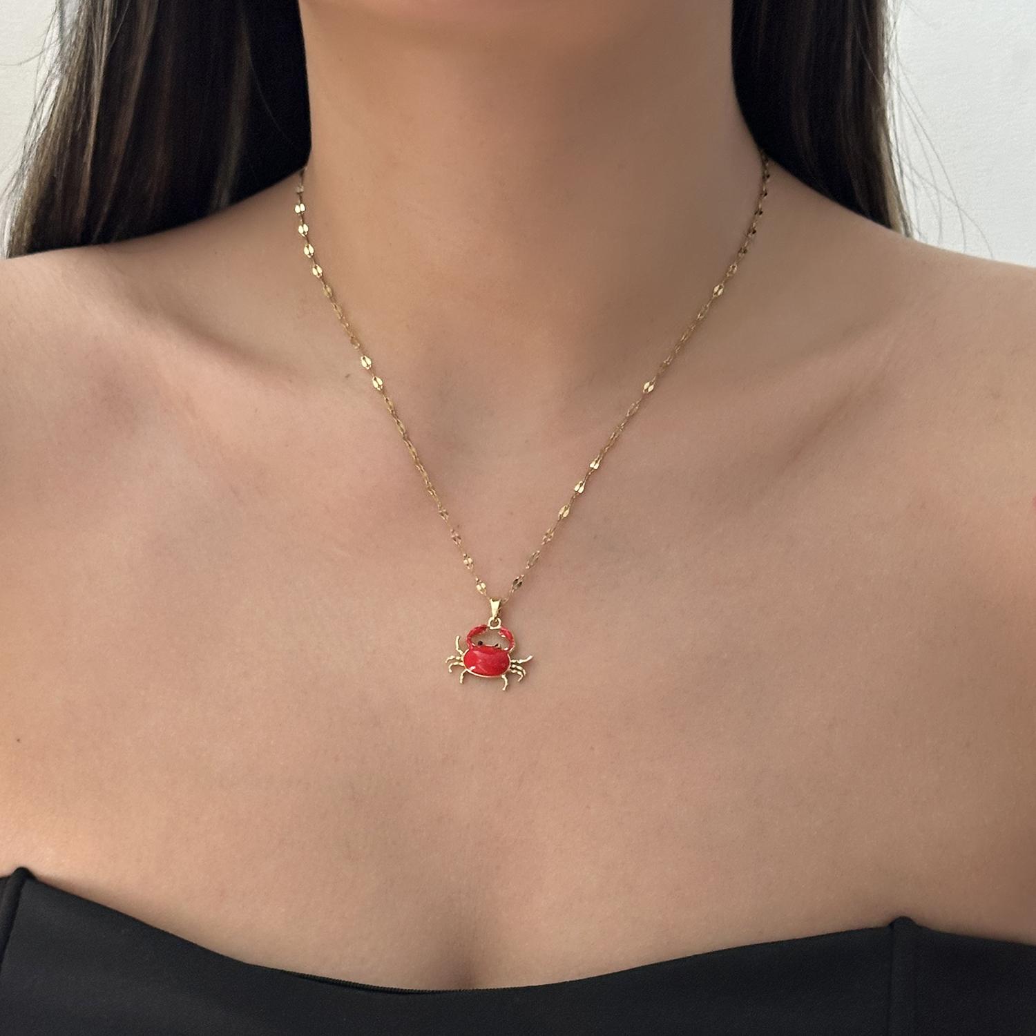 

Chic Ocean Series Shell Pendant Necklace for Women Simple Stainless Steel Cute Red Lobster Crab Necklace Summer Party Jewelry