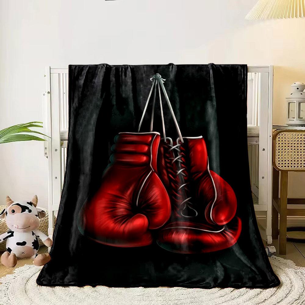 Red Boxing Gloves Print Blanket bedroom Blanket for Livingroom Couch lunch break Soft throw for Friend's festival Gift